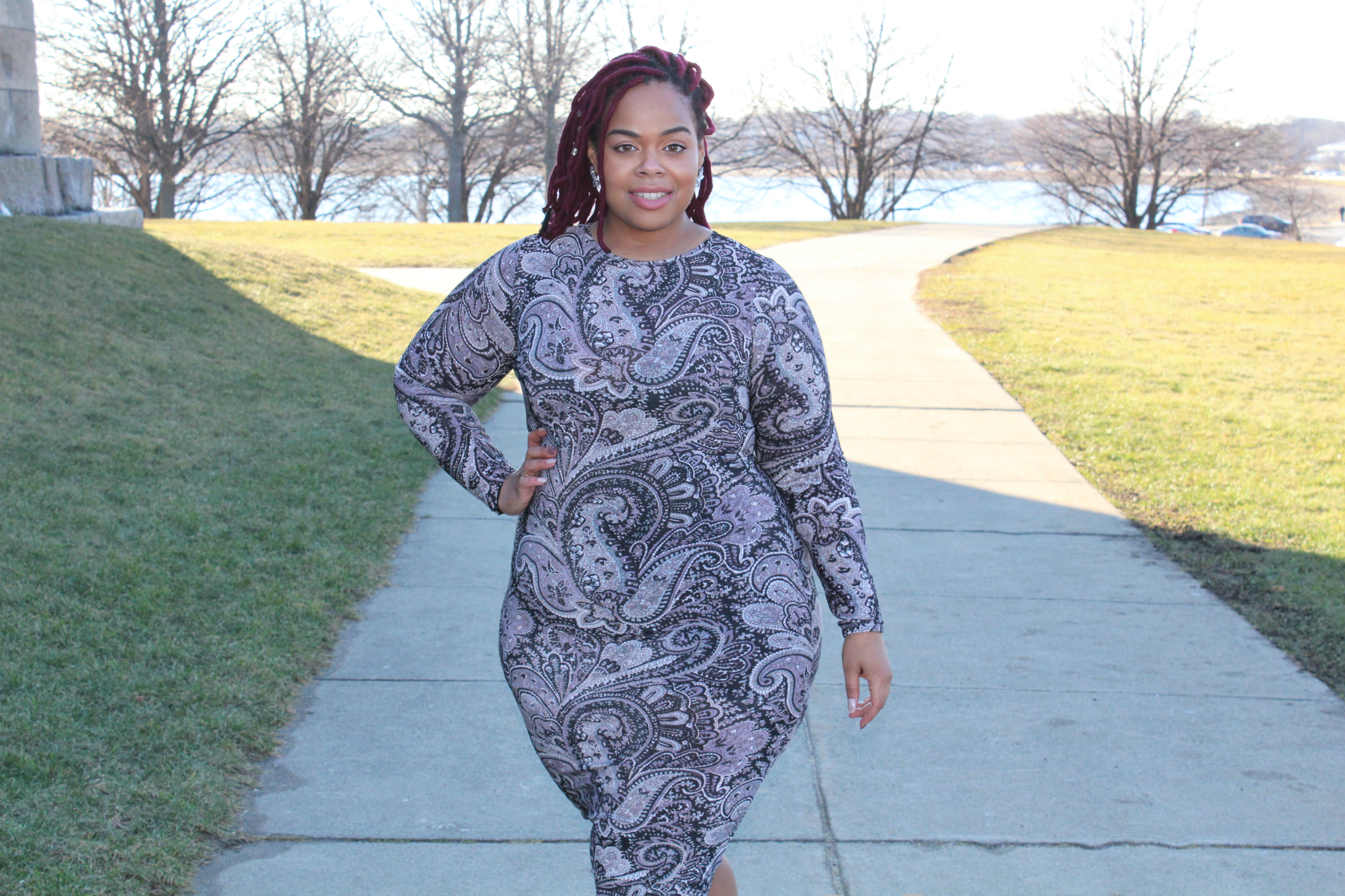 Plus Size Paisley Print Bodycon